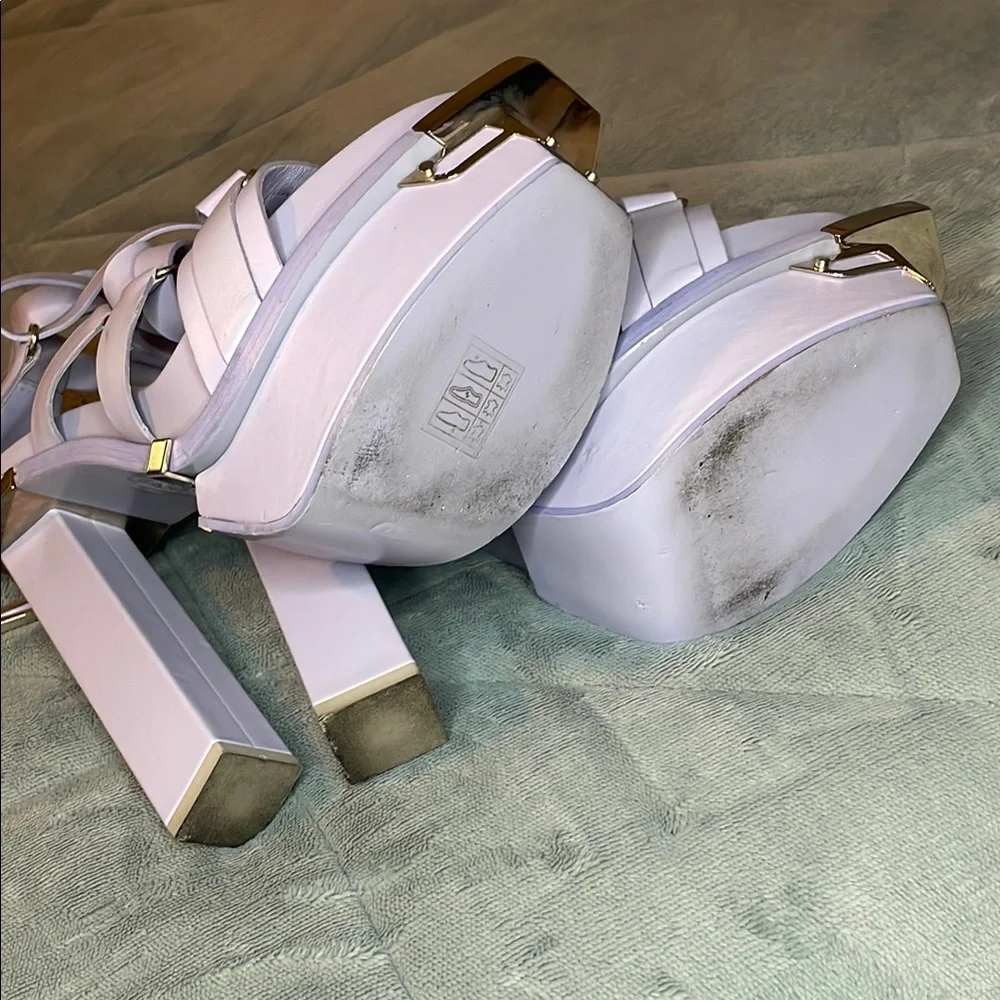 VERSACE Lavender Leather Platform Heels – Size 38.5 (EU) - Picture 7 of 8